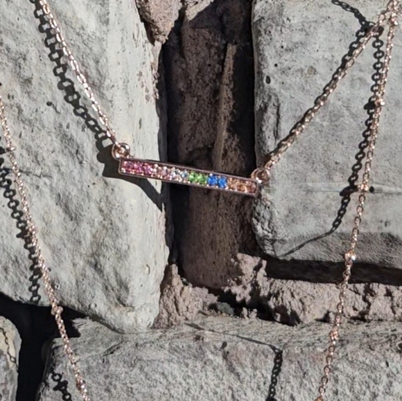 Lauren Conrad Rose Gold Layered Necklace With Colored Gems - Picture 4 of 6